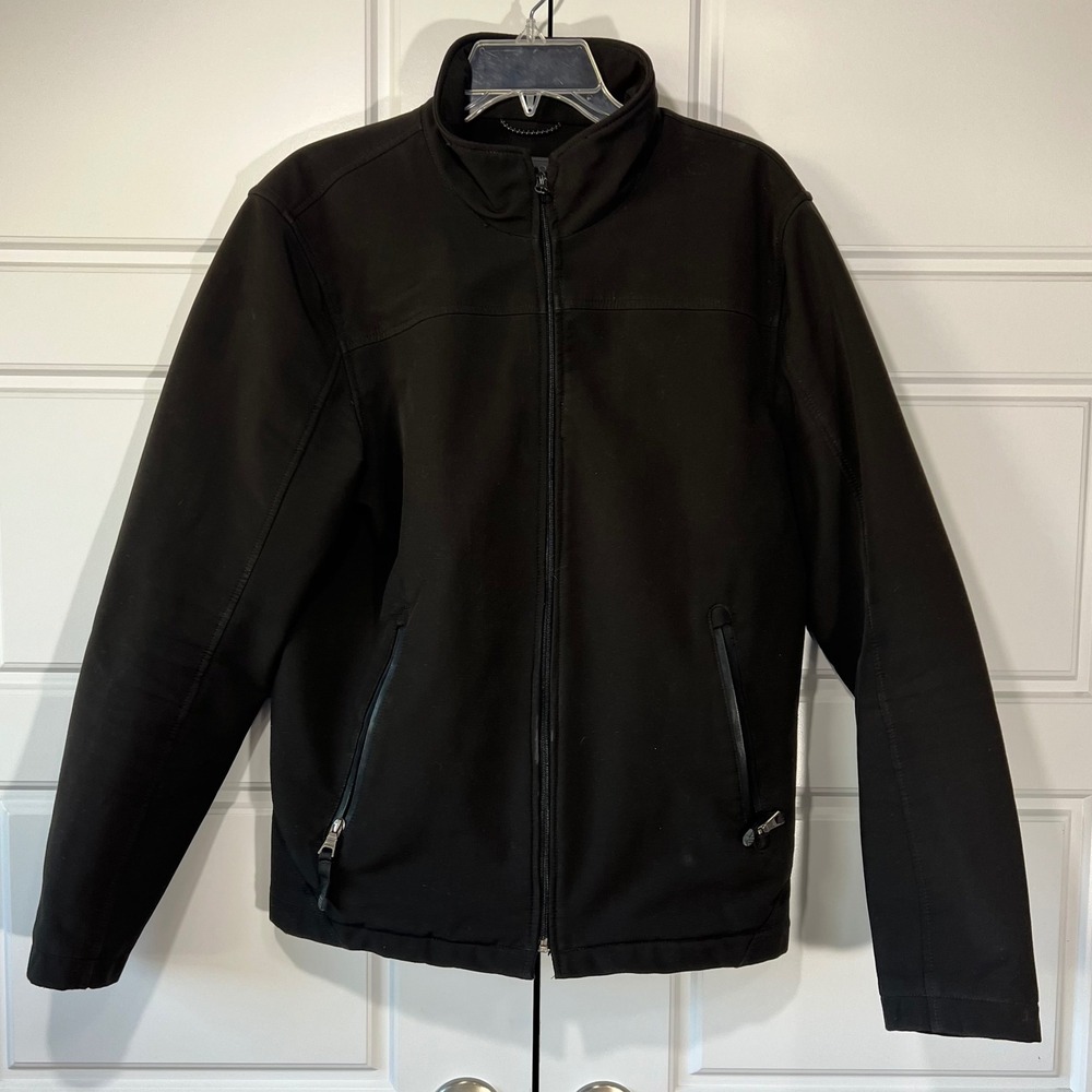 GUESS Mens Black Full Zip Softshell Jacket Coat Size M‎